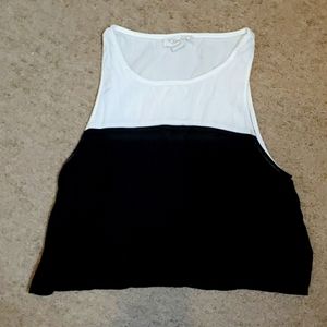 Black and white sleeveless crop top